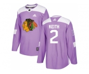 Youth Adidas Chicago Blackhawks #2 Duncan Keith Purple Authentic Fights Cancer Stitched NHL Jersey