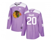 Youth Adidas Chicago Blackhawks #20 Brandon Saad Purple Authentic Fights Cancer Stitched NHL Jersey