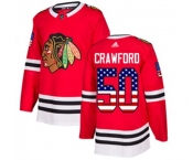 Youth Adidas Chicago Blackhawks #50 Corey Crawford Authentic Red USA Flag Fashion NHL Jersey
