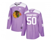 Youth Adidas Chicago Blackhawks #50 Corey Crawford Purple Authentic Fights Cancer Stitched NHL Jersey