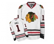 Youth Reebok Chicago Blackhawks #1 Glenn Hall Authentic White Away NHL Jersey