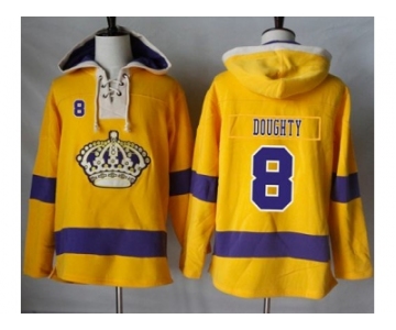 Men's Los Angeles Kings #8 Drew Doughty Gold Sawyer Hooded Sweatshirt Stitched NHL Jersey