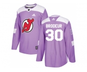 Men Adidas New Jersey Devils #30 Martin Brodeur Purple Authentic Fights Cancer Stitched NHL Jersey