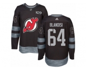 Men's Adidas New Jersey Devils #64 Joseph Blandisi Authentic Black 1917-2017 100th Anniversary NHL Jersey