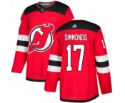 Men's Devils #17 Wayne Simmonds Red Home Stitched Hockey Jersey