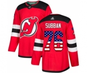 Men's Devils #76 P. K. Subban Red Home USA Flag Stitched Hockey Jersey