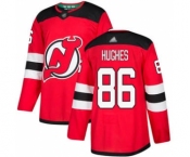 Men's Devils #86 Jack Hughes Red Home Stitched Hockey Jersey