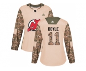 Women Adidas New Jersey Devils #11 Brian Boyle Camo Authentic 2017 Veterans Day Stitched NHL Jersey