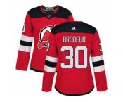 Women Adidas New Jersey Devils #30 Martin Brodeur Red Home Authentic Stitched NHL Jersey