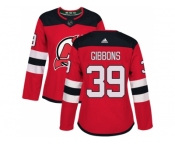Women Adidas New Jersey Devils #39 Brian Gibbons Red Home Authentic Stitched NHL Jersey