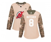 Women Adidas New Jersey Devils #8 Will Butcher Camo Authentic 2017 Veterans Day Stitched NHL Jersey