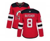 Women Adidas New Jersey Devils #8 Will Butcher Red Home Authentic Stitched NHL Jersey