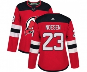 Women New Jersey Devils #23 Stefan Noesen Authentic Red Home Hockey Jersey
