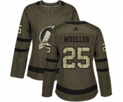 Women New Jersey Devils #25 Mirco Mueller Authentic Green Salute to Service Hockey Jersey