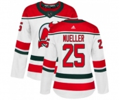 Women New Jersey Devils #25 Mirco Mueller Authentic White Alternate Hockey Jersey