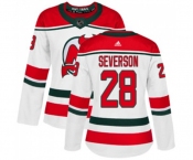 Women New Jersey Devils #28 Damon Severson Authentic White Alternate Hockey Jersey