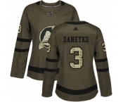 Women New Jersey Devils #3 Ken Daneyko Authentic Green Salute to Service Hockey Jersey