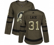 Women New Jersey Devils #31 Eddie Lack Authentic Green Salute to Service Hockey Jersey
