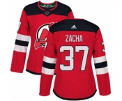 Women New Jersey Devils #37 Pavel Zacha Authentic Red Home Hockey Jersey