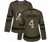 Women New Jersey Devils #4 Scott Stevens Authentic Green Salute to Service Hockey Jersey