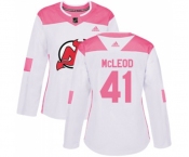 Women New Jersey Devils #41 Michael McLeod Authentic White Pink Fashion Hockey Jersey