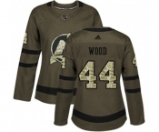 Women New Jersey Devils #44 Miles Wood Authentic Green Salute to Service Hockey Jersey