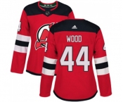 Women New Jersey Devils #44 Miles Wood Authentic Red Home Hockey Jersey