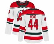 Women New Jersey Devils #44 Miles Wood Authentic White Alternate Hockey Jersey