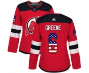 Women New Jersey Devils #6 Andy Greene Authentic Red USA Flag Fashion Hockey Jersey