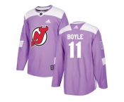 Youth Adidas New Jersey Devils #11 Brian Boyle Purple Authentic Fights Cancer Stitched NHL Jersey