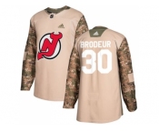 Youth Adidas New Jersey Devils #30 Martin Brodeur Camo Authentic 2017 Veterans Day Stitched NHL Jersey