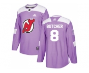 Youth Adidas New Jersey Devils #8 Will Butcher Purple Authentic Fights Cancer Stitched NHL Jersey