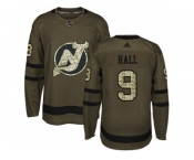 Youth Adidas New Jersey Devils #9 Taylor Hall Green Salute to Service Stitched NHL Jersey