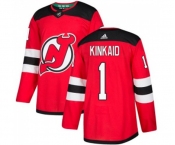 Youth New Jersey Devils #1 Keith Kinkaid Authentic Red Home Hockey Jersey