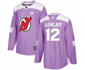 Youth New Jersey Devils #12 Ben Lovejoy Authentic Purple Fights Cancer Practice Hockey Jersey