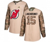 Youth New Jersey Devils #15 Jamie Langenbrunner Authentic Camo Veterans Day Practice Hockey Jersey