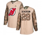 Youth New Jersey Devils #28 Damon Severson Authentic Camo Veterans Day Practice Hockey Jersey