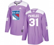 Adidas New York Rangers #31 Ondrej Pavelec Authentic Purple Fights Cancer Practice NHL Jersey