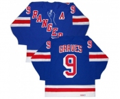 CCM New York Rangers #9 Adam Graves Authentic Royal Blue New Throwback NHL Jersey
