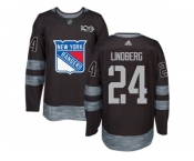 New York Rangers #24 Oscar Lindberg Black 1917-2017 100th Anniversary Stitched NHL Jersey