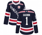 Women Adidas New York Rangers #1 Eddie Giacomin Authentic Navy Blue 2018 Winter Classic NHL Jersey