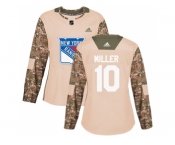 Women Adidas New York Rangers #10 J.T. Miller Camo Authentic 2017 Veterans Day Stitched NHL Jersey