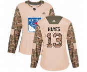 Women Adidas New York Rangers #13 Kevin Hayes Authentic Camo Veterans Day Practice NHL Jersey