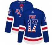 Women Adidas New York Rangers #17 Jesper Fast Authentic Royal Blue USA Flag Fashion NHL Jersey