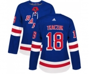 Women Adidas New York Rangers #18 Walt Tkaczuk Authentic Royal Blue Home NHL Jersey