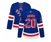 Women Adidas New York Rangers #20 Chris Kreider Royal Blue Home Authentic Stitched NHL Jersey