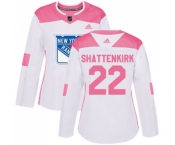 Women Adidas New York Rangers #22 Kevin Shattenkirk Authentic White Pink Fashion NHL Jersey