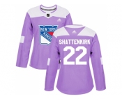 Women Adidas New York Rangers #22 Kevin Shattenkirk Purple Authentic Fights Cancer Stitched NHL Jersey