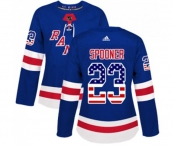 Women Adidas New York Rangers #23 Ryan Spooner Authentic Royal Blue USA Flag Fashion NHL Jersey