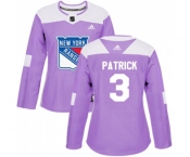 Women Adidas New York Rangers #3 James Patrick Authentic Purple Fights Cancer Practice NHL Jersey